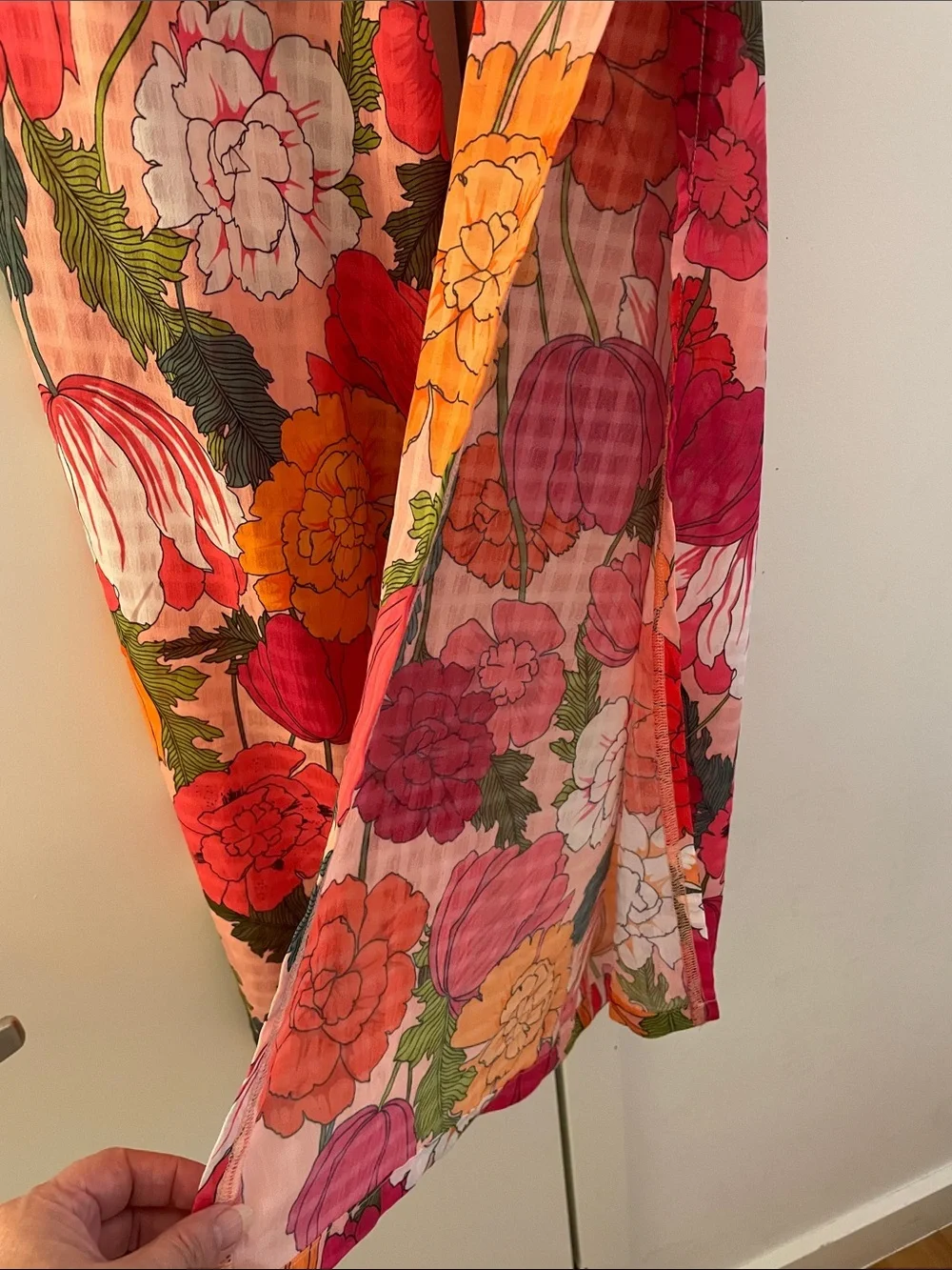 Trina Turk Pink Orange Floral Set Rash Guard and Semi Sheer Pants S/M - Picture 13 of 14